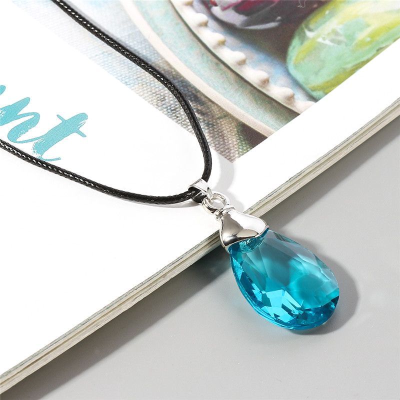 Blue Teardrop Crystal Pendant Necklace — Unisex Anime-Inspired