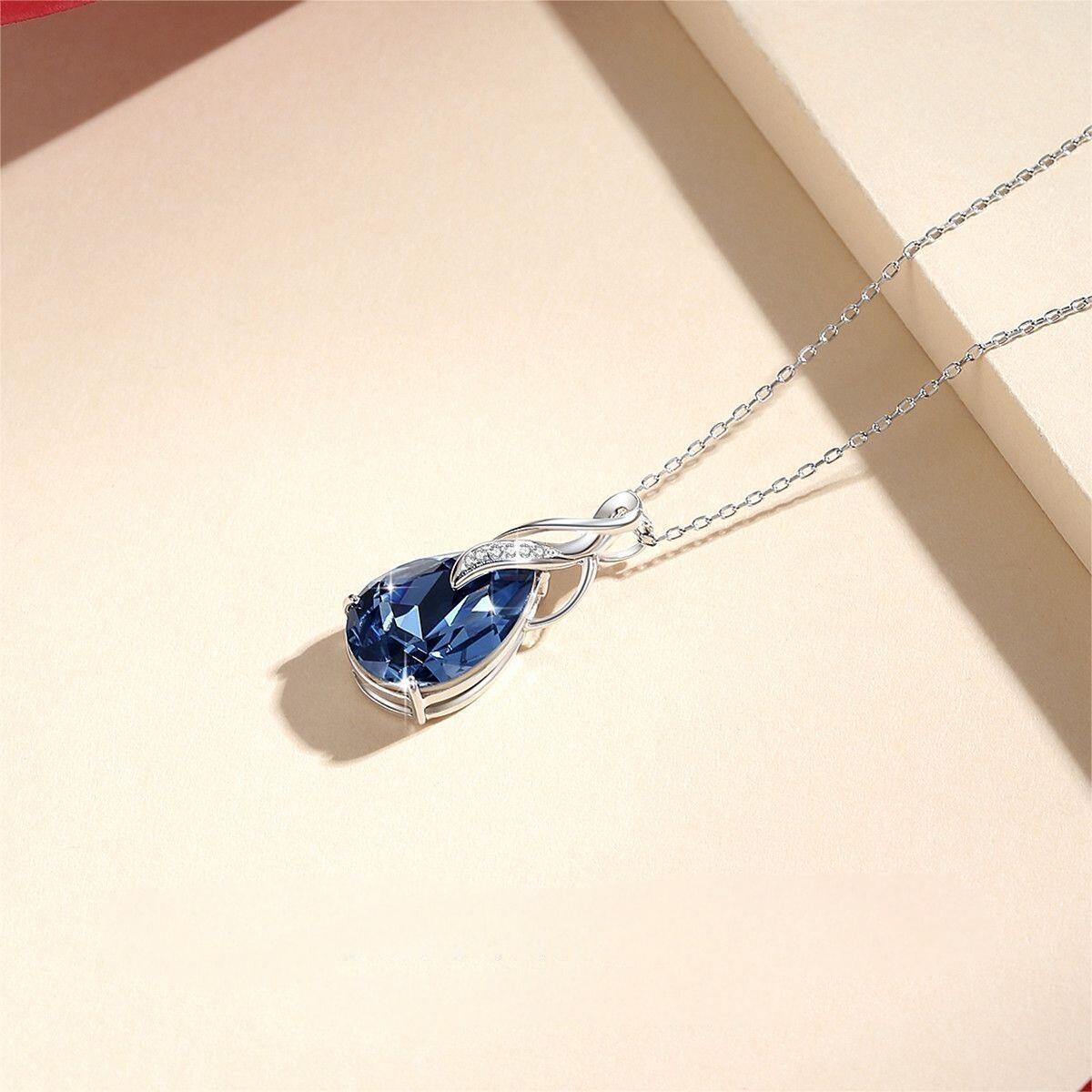Deep-Blue Teardrop Titanium Steel Necklace — Romantic Gift Chain - Image 5