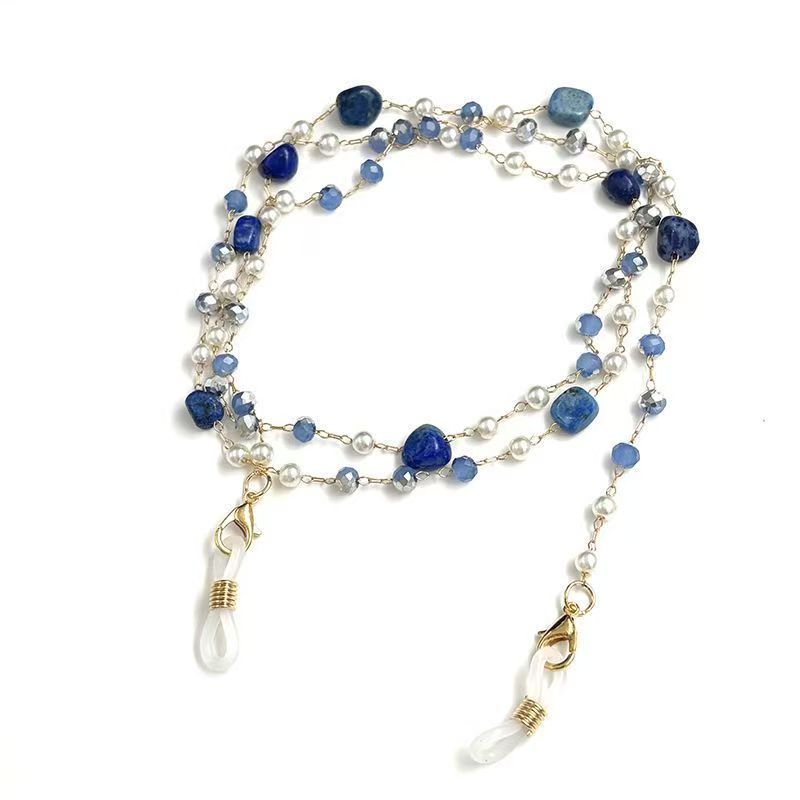 Handmade Agate & Pearl Eyeglass Chain — Anti-Slip Necklace Strap