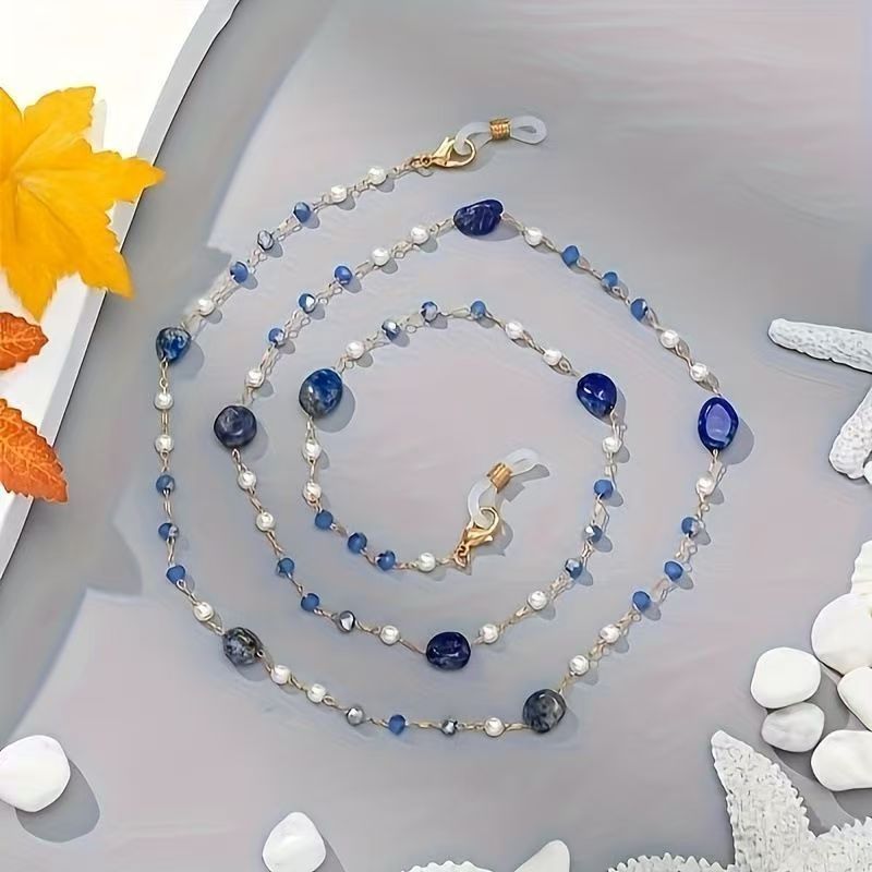 Handmade Agate & Pearl Eyeglass Chain — Anti-Slip Necklace Strap - Image 3